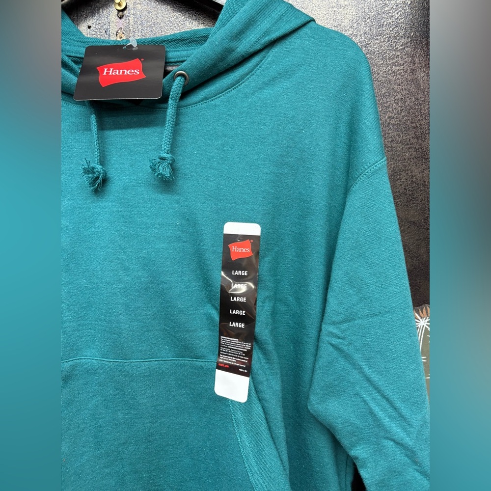 🧿PRICE FIRM🧿 HANES crop top Teal Hoodie for Women - Picture 7 of 14